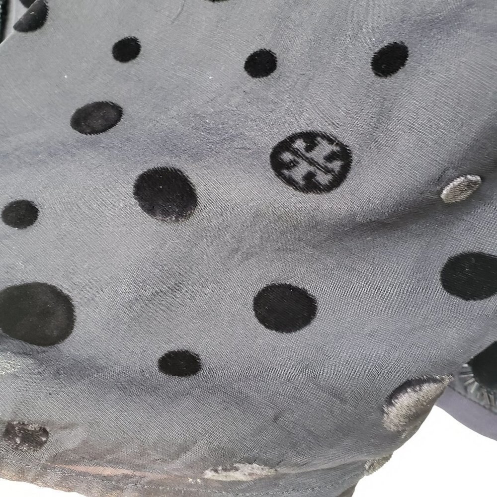 Tory Burch Angela Beaded Velvet Dot Sheer Blouse Long Sleeve Lined 8 - FLAWED - Picture 5 of 16